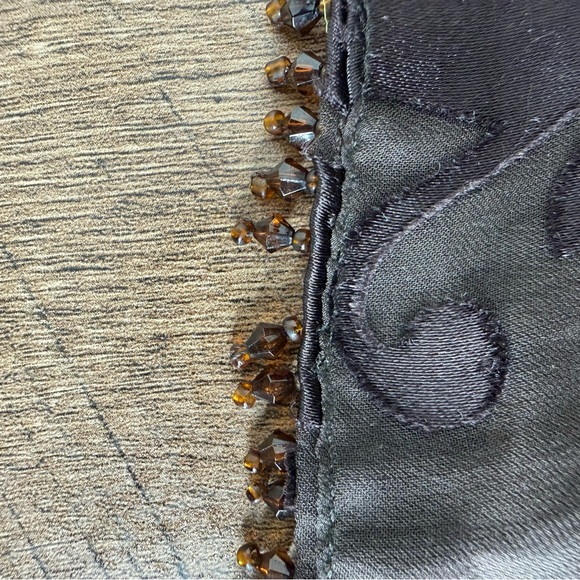 DANIER Chocolate Brown Silk Blend Lightweight Scarf Swirls Whimsical - Picture 11 of 12